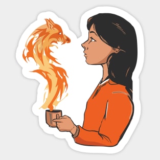 Fox Spirit And A Girl Sticker